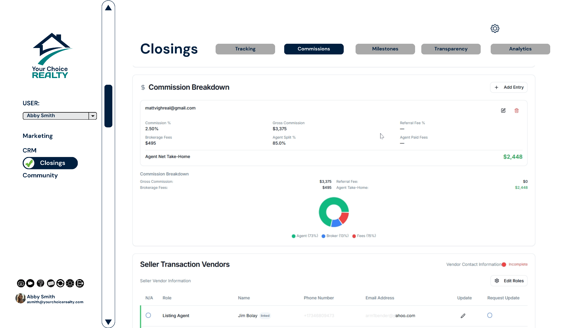 Commissions Calculator & Business Snapshot