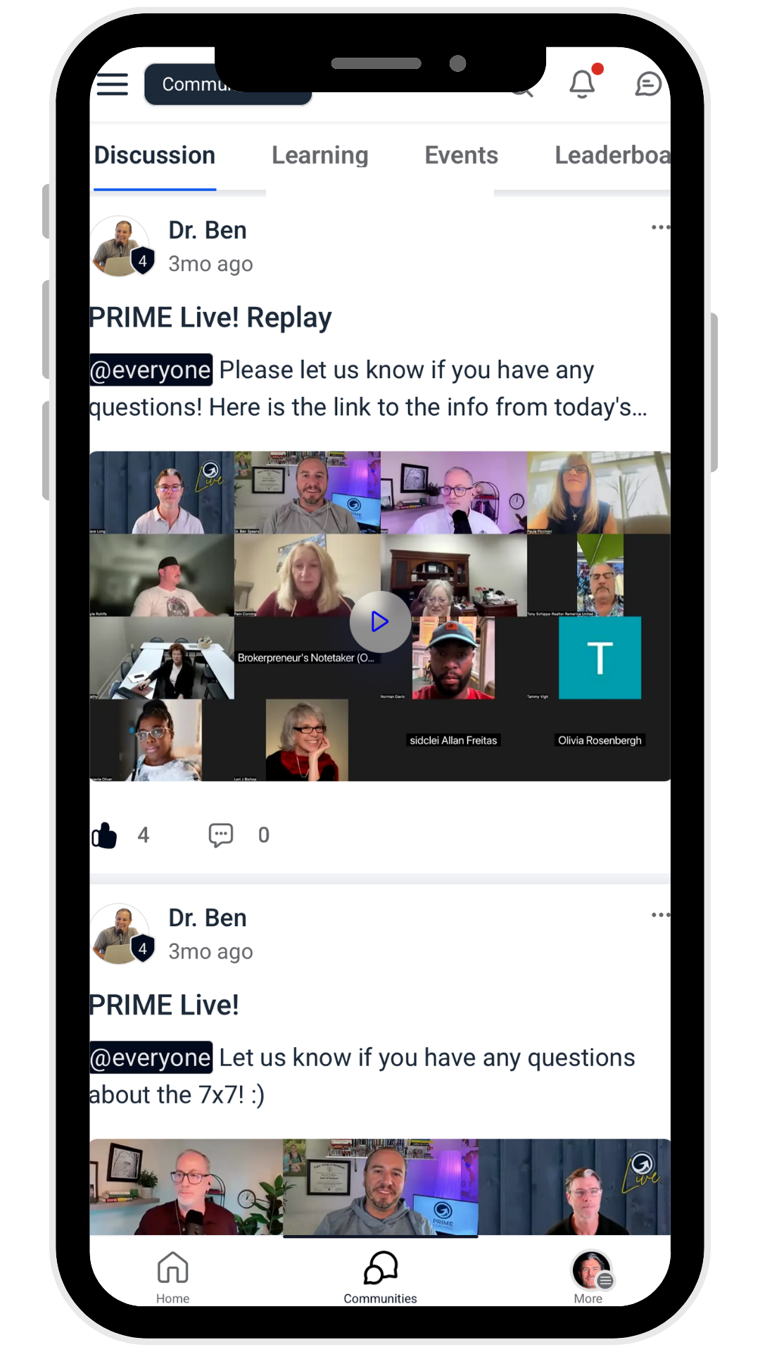 Community on iPhone
